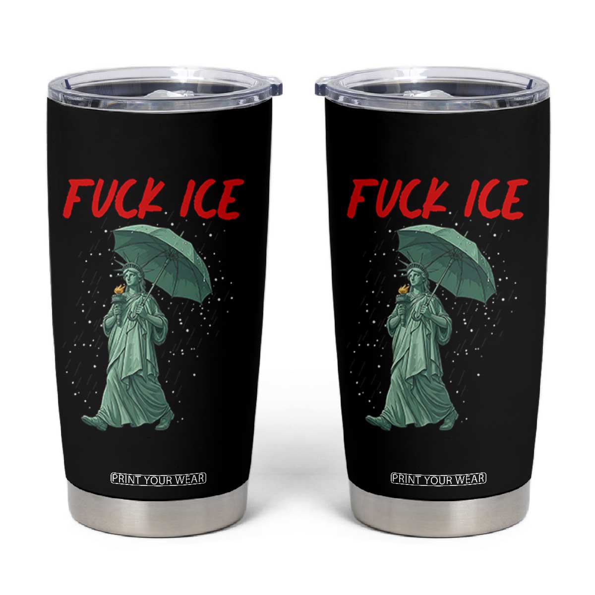 Statue of Liberty Crying Anti ICE Protest Meme Tumbler Cup TS14 Black Print Your Wear