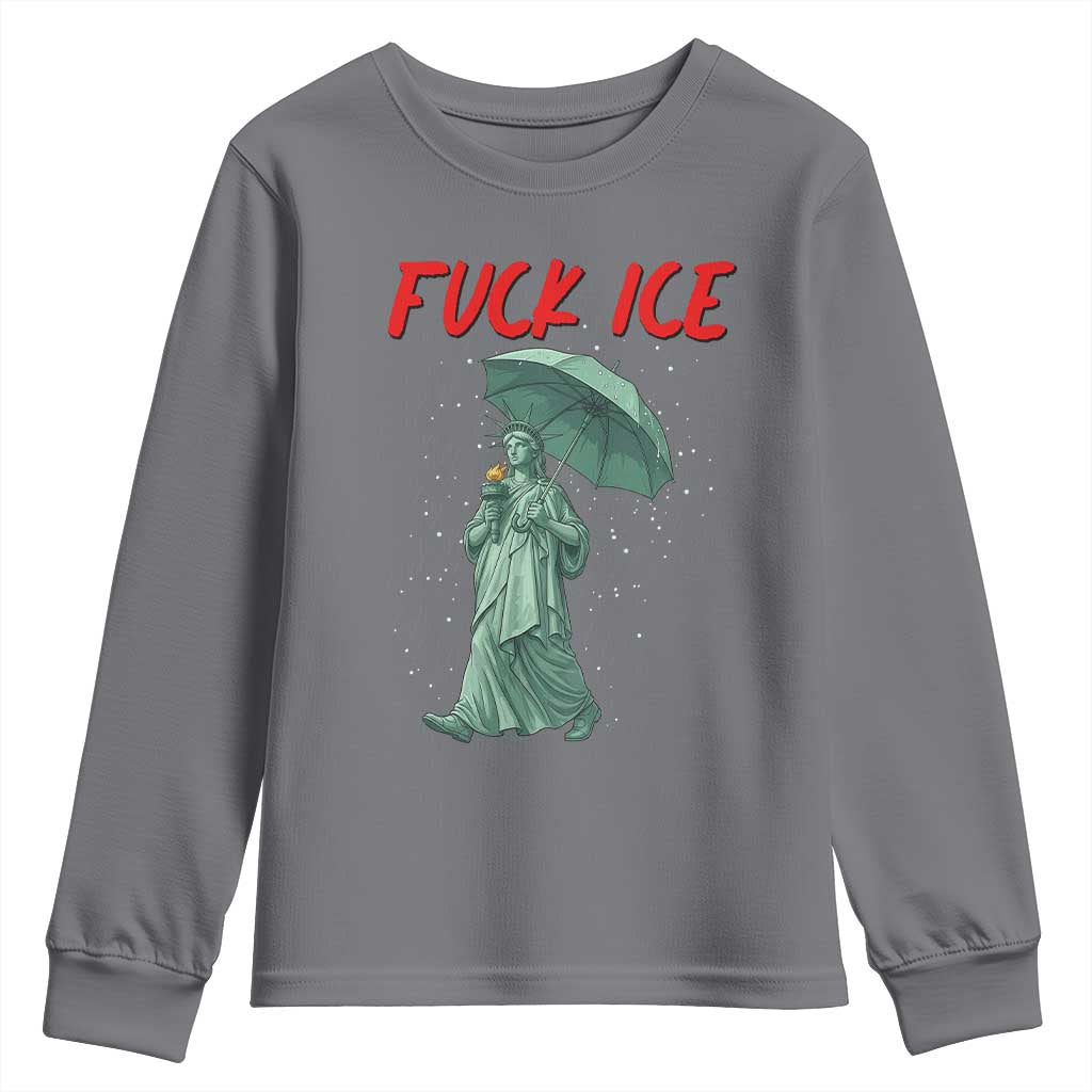 Statue of Liberty Crying Anti ICE Protest Meme Youth Sweatshirt TS14 Charcoal Print Your Wear
