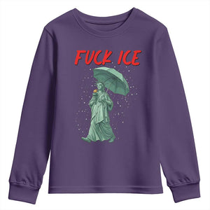 Statue of Liberty Crying Anti ICE Protest Meme Youth Sweatshirt TS14 Purple Print Your Wear
