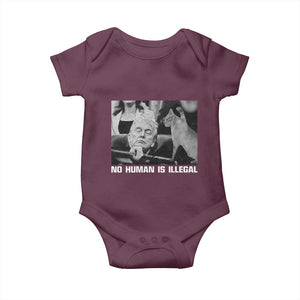 No Human Is Illegal Baby Onesie Funny Cat Anti ICE Meme TS14 Maroon Print Your Wear