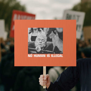 No Human Is Illegal Protest Sign Funny Cat Anti ICE Meme TS14 Horizontal 18" × 24" Orange Print Your Wear