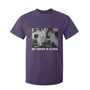 No Human Is Illegal T Shirt For Kid Funny Cat Anti ICE Meme TS14 Purple Print Your Wear