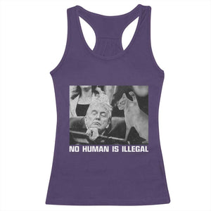 No Human Is Illegal Racerback Tank Top Funny Cat Anti ICE Meme TS14 Purple Print Your Wear