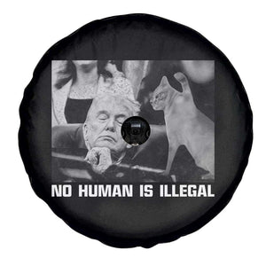 No Human Is Illegal Spare Tire Cover Funny Cat Anti ICE Meme TS14 Print Your Wear