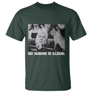 No Human Is Illegal T Shirt Funny Cat Anti ICE Meme TS14 Dark Forest Green Print Your Wear