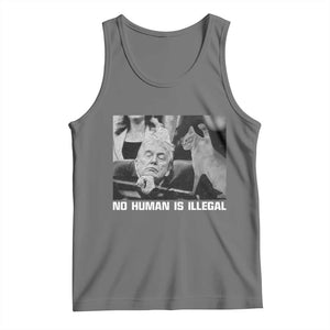 No Human Is Illegal Tank Top Funny Cat Anti ICE Meme TS14 Black Heather Print Your Wear