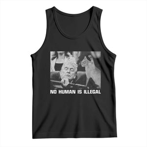 No Human Is Illegal Tank Top Funny Cat Anti ICE Meme TS14 Black Print Your Wear