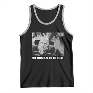 No Human Is Illegal Tank Top Funny Cat Anti ICE Meme TS14 Black Athletic Heather Print Your Wear