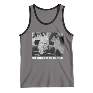No Human Is Illegal Tank Top Funny Cat Anti ICE Meme TS14 Deep Heather Black Print Your Wear
