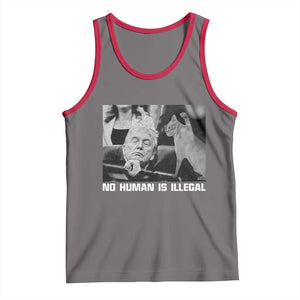 No Human Is Illegal Tank Top Funny Cat Anti ICE Meme TS14 Deep Heather Red Print Your Wear