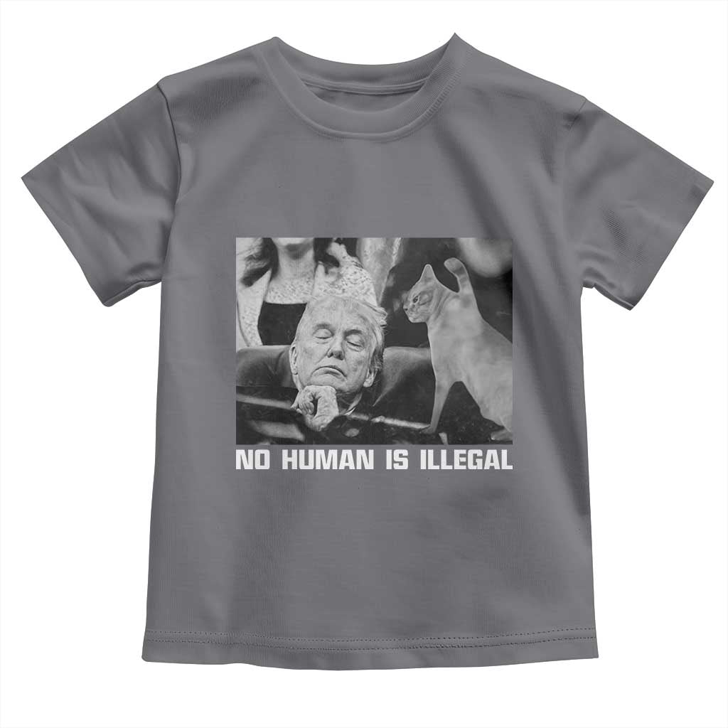 No Human Is Illegal Toddler T Shirt Funny Cat Anti ICE Meme TS14 Charcoal Print Your Wear