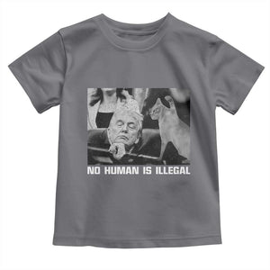 No Human Is Illegal Toddler T Shirt Funny Cat Anti ICE Meme TS14 Charcoal Print Your Wear