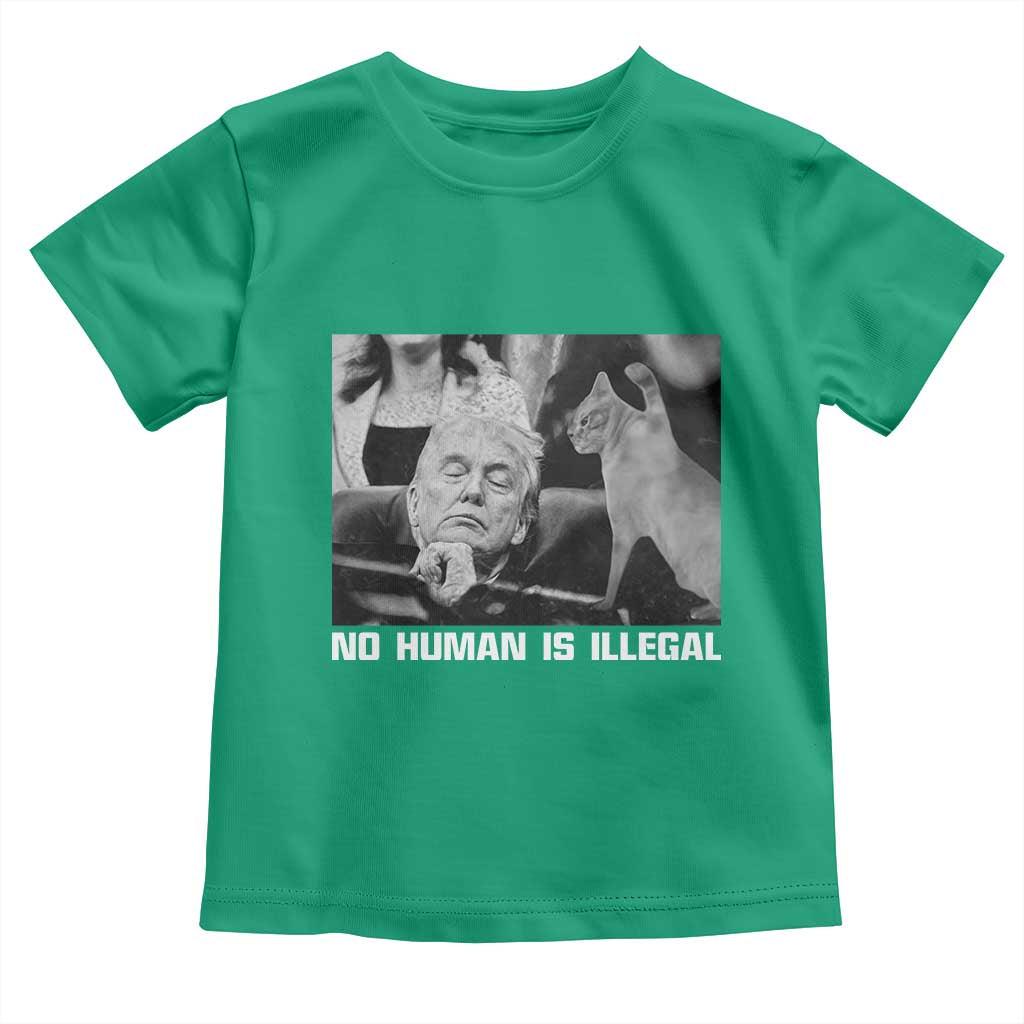No Human Is Illegal Toddler T Shirt Funny Cat Anti ICE Meme TS14 Irish Green Print Your Wear