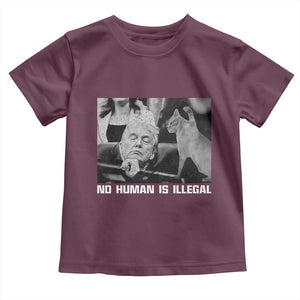 No Human Is Illegal Toddler T Shirt Funny Cat Anti ICE Meme TS14 Maroon Print Your Wear
