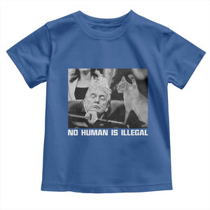 No Human Is Illegal Toddler T Shirt Funny Cat Anti ICE Meme TS14 Royal Blue Print Your Wear