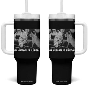 No Human Is Illegal Tumbler With Handle Funny Cat Anti ICE Meme TS14 One Size: 40 oz Black Print Your Wear