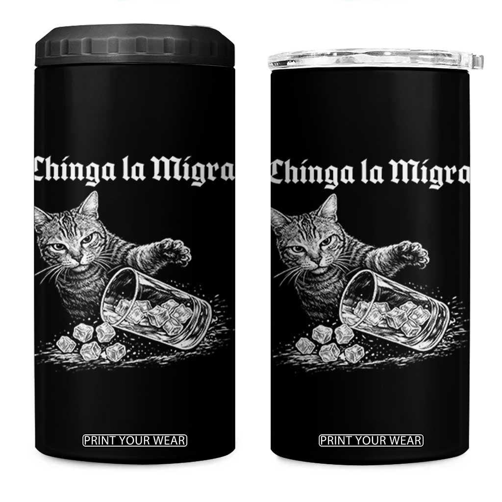 Funny Cat Anti ICE Meme 4 in 1 Can Cooler Tumbler TS14 One Size: 16 oz Black Print Your Wear