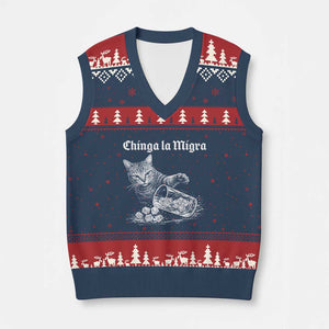 Funny Cat Anti ICE Meme V-Neck Knit Sweater Vest TS14 Navy Red Print Your Wear