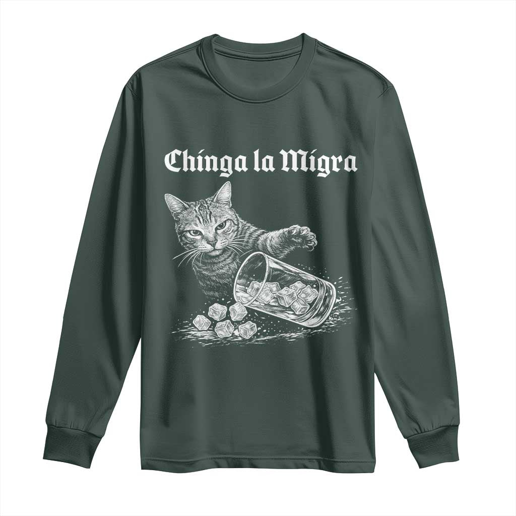 Funny Cat Anti ICE Meme Long Sleeve Shirt TS14 Dark Forest Green Print Your Wear