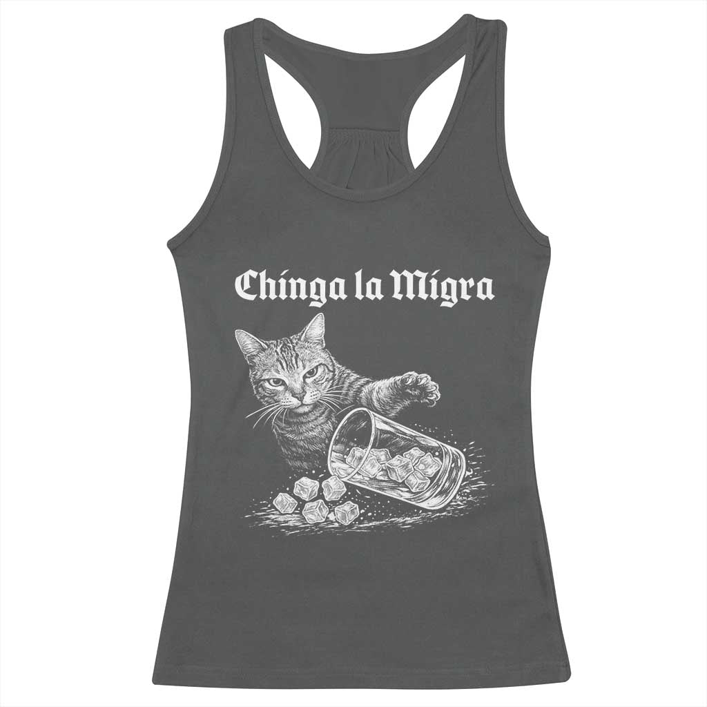 Funny Cat Anti ICE Meme Racerback Tank Top TS14 Dark Heather Print Your Wear