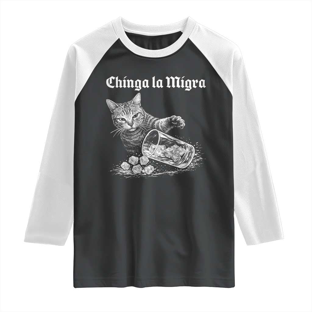 Funny Cat Anti ICE Meme Raglan Shirt TS14 Black White Print Your Wear