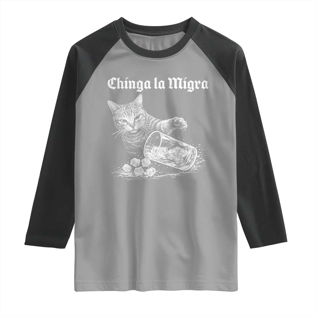 Funny Cat Anti ICE Meme Raglan Shirt TS14 Sport Gray Black Print Your Wear