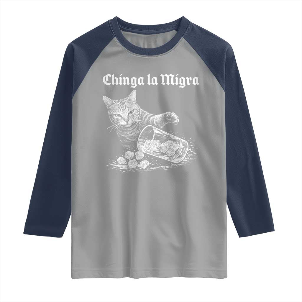Funny Cat Anti ICE Meme Raglan Shirt TS14 Sport Gray Navy Print Your Wear
