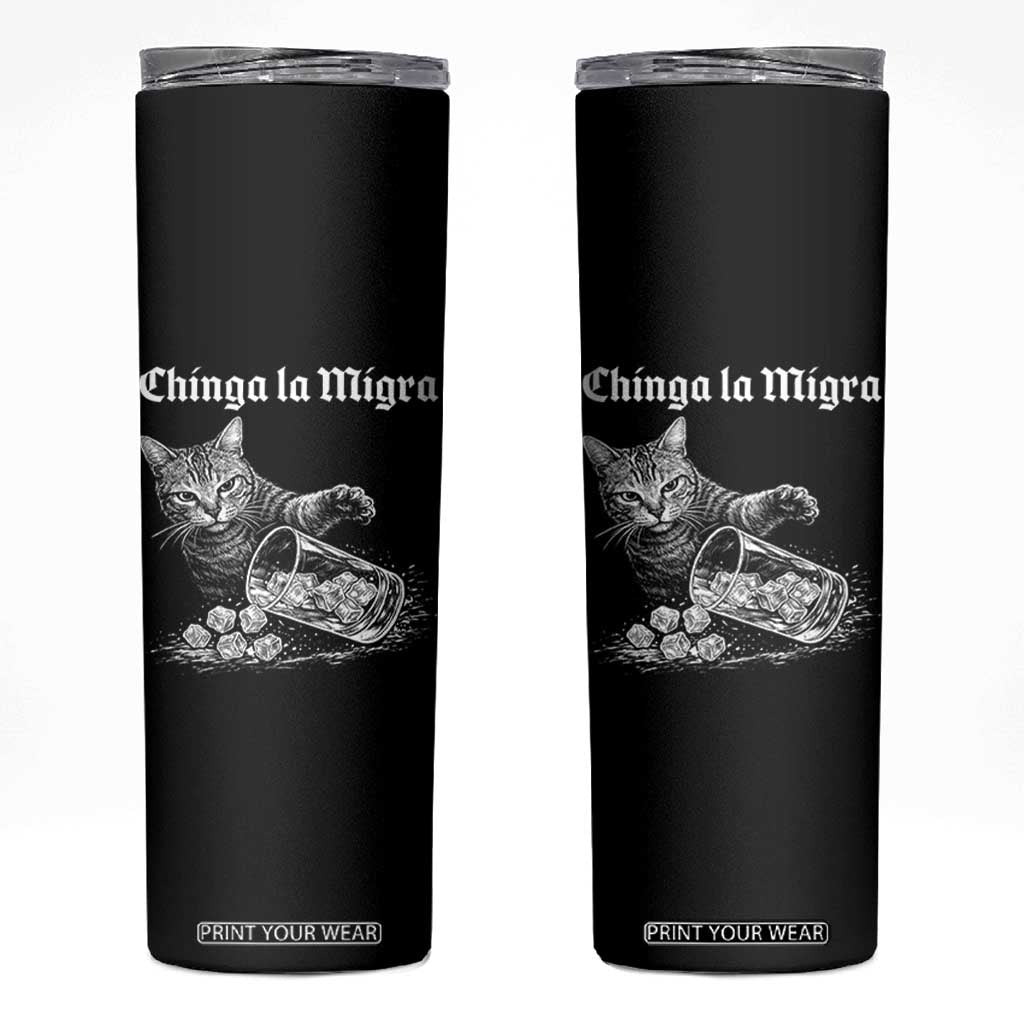 Funny Cat Anti ICE Meme Skinny Tumbler TS14 Black Print Your Wear