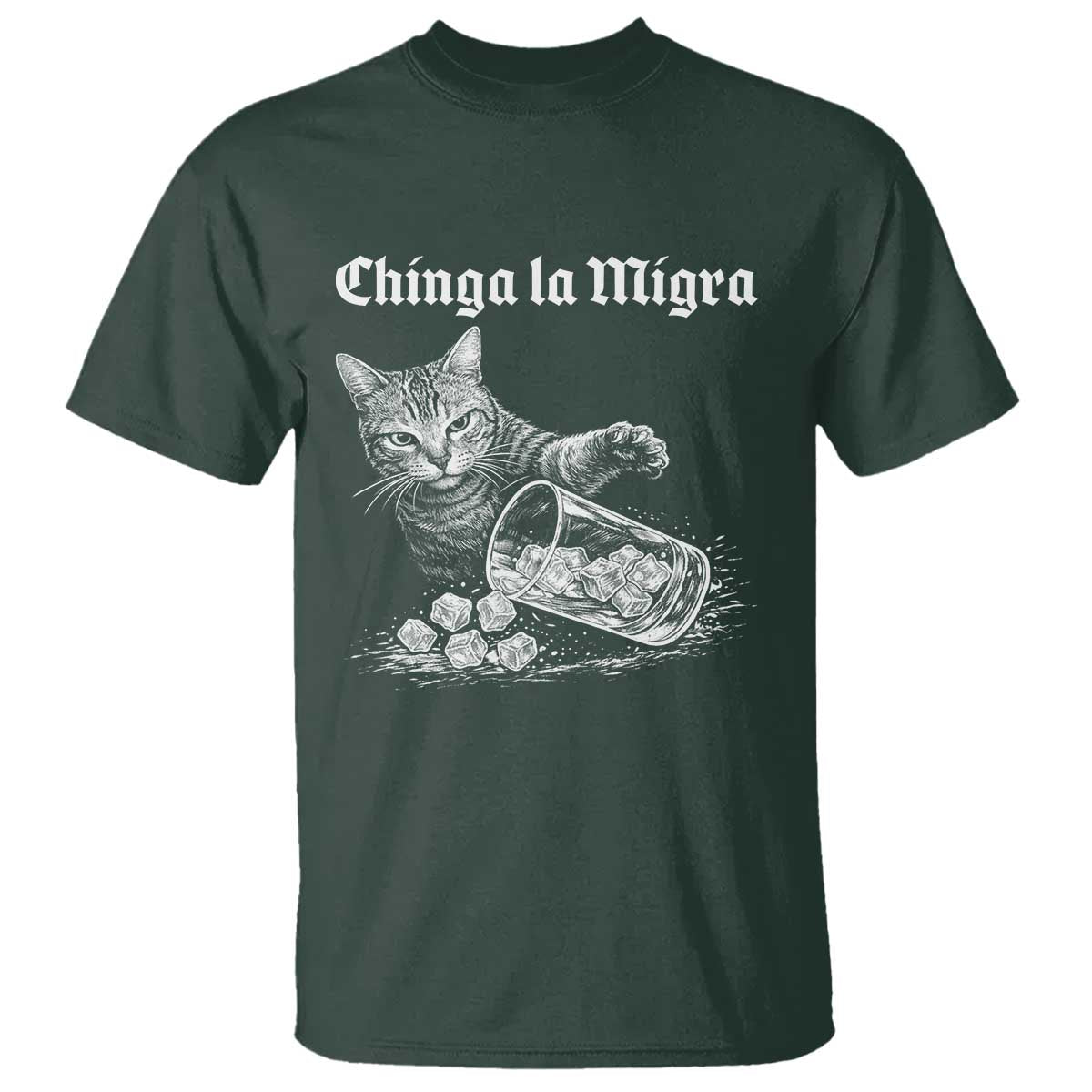Funny Cat Anti ICE Meme T Shirt TS14 Dark Forest Green Print Your Wear