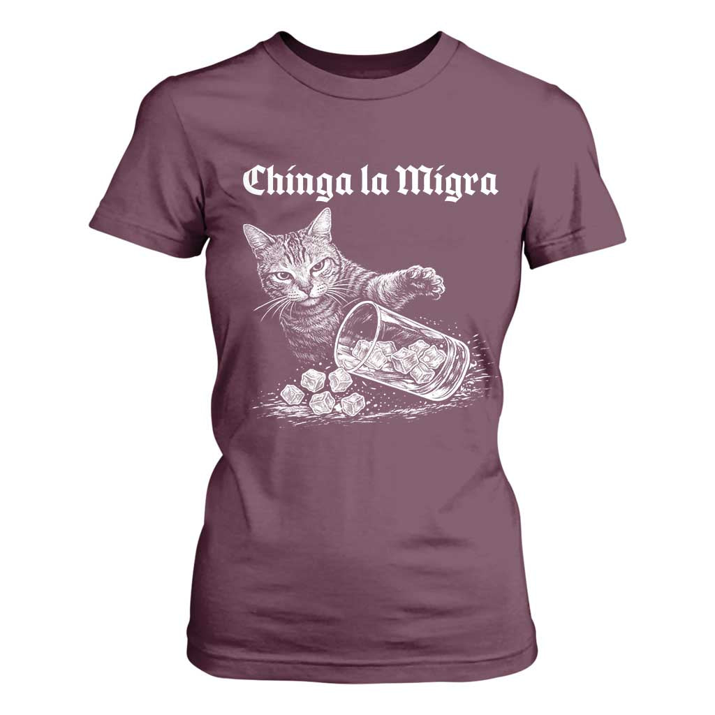 Funny Cat Anti ICE Meme T Shirt For Women TS14 Maroon Print Your Wear