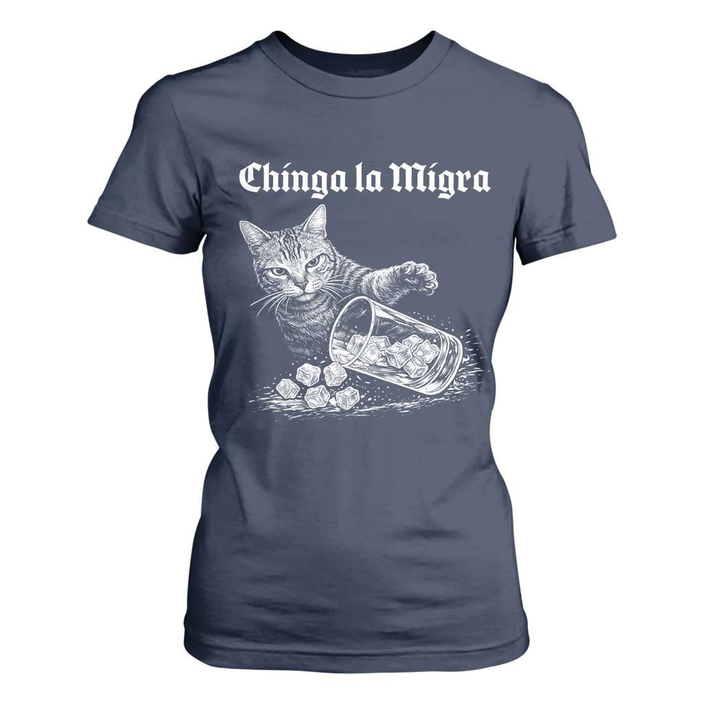 Funny Cat Anti ICE Meme T Shirt For Women TS14 Navy Print Your Wear