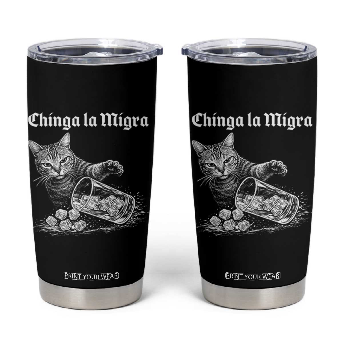 Funny Cat Anti ICE Meme Tumbler Cup TS14 Black Print Your Wear