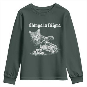 Funny Cat Anti ICE Meme Youth Sweatshirt TS14 Dark Forest Green Print Your Wear