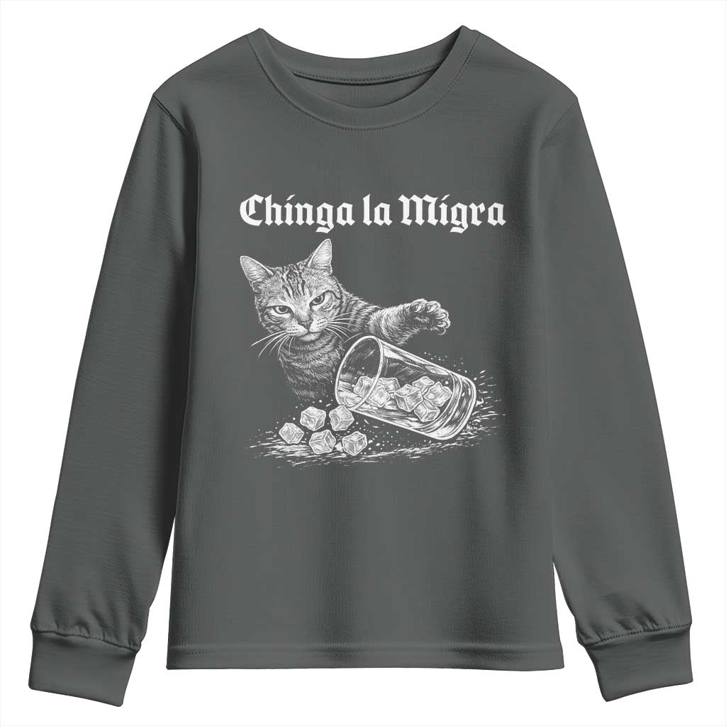 Funny Cat Anti ICE Meme Youth Sweatshirt TS14 Dark Heather Print Your Wear