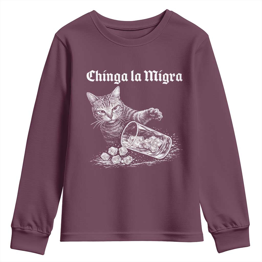 Funny Cat Anti ICE Meme Youth Sweatshirt TS14 Maroon Print Your Wear