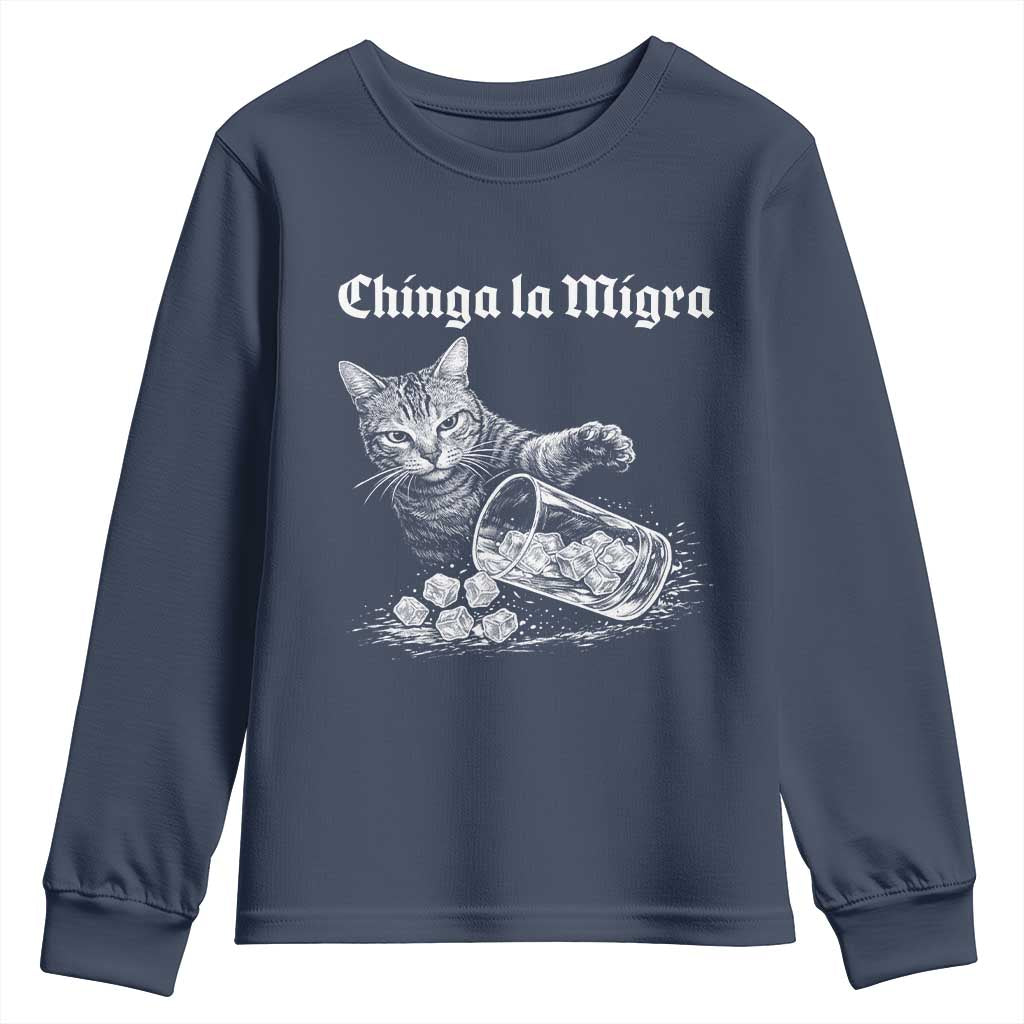 Funny Cat Anti ICE Meme Youth Sweatshirt TS14 Navy Print Your Wear