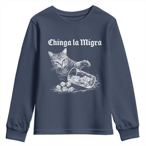 Funny Cat Anti ICE Meme Youth Sweatshirt TS14 Navy Print Your Wear