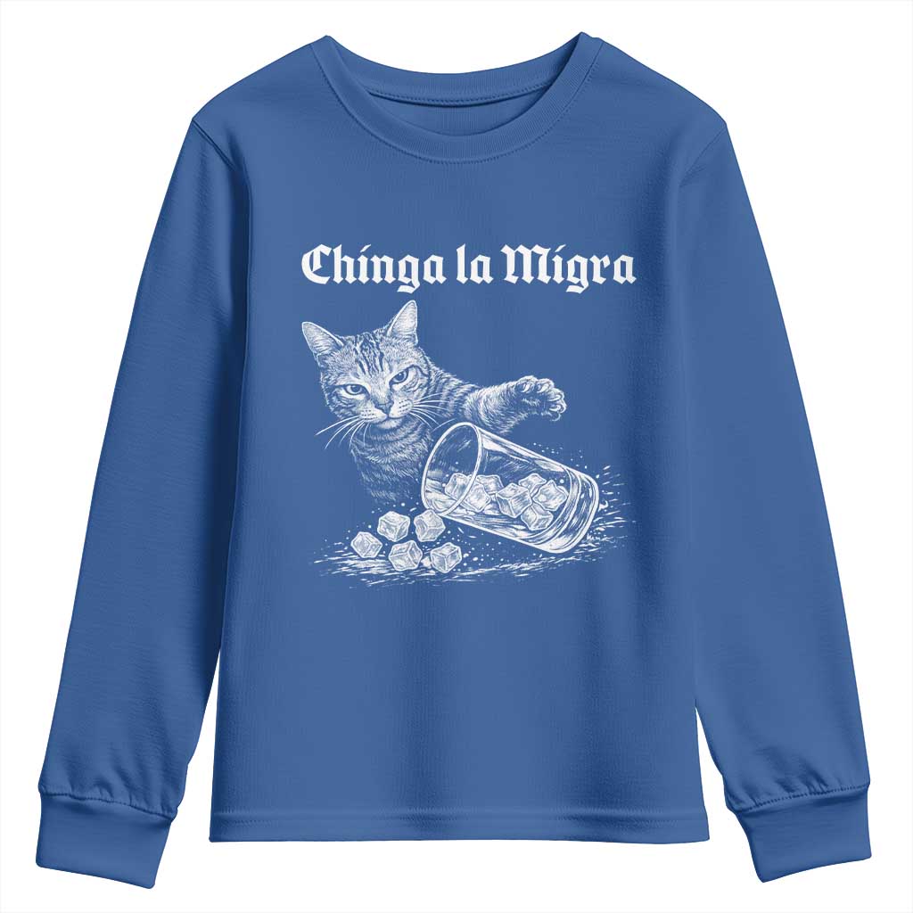 Funny Cat Anti ICE Meme Youth Sweatshirt TS14 Royal Blue Print Your Wear