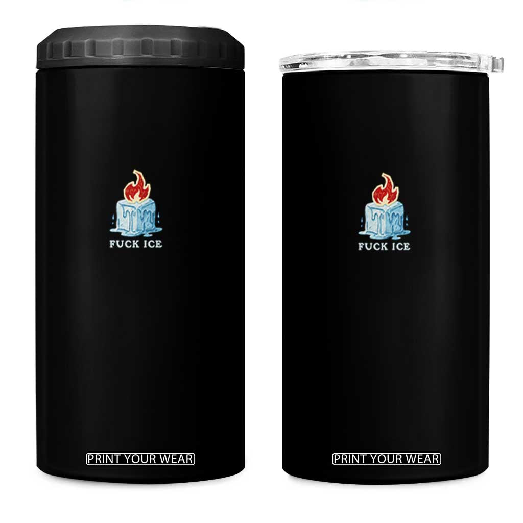 Fck Ice 4 in 1 Can Cooler Tumbler Anti ICE Immigration Deportation Human Rights Protest TS14 One Size: 16 oz Black Print Your Wear