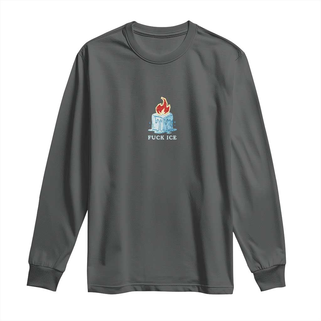 Fck Ice Long Sleeve Shirt Anti ICE Immigration Deportation Human Rights Protest TS14 Dark Heather Print Your Wear