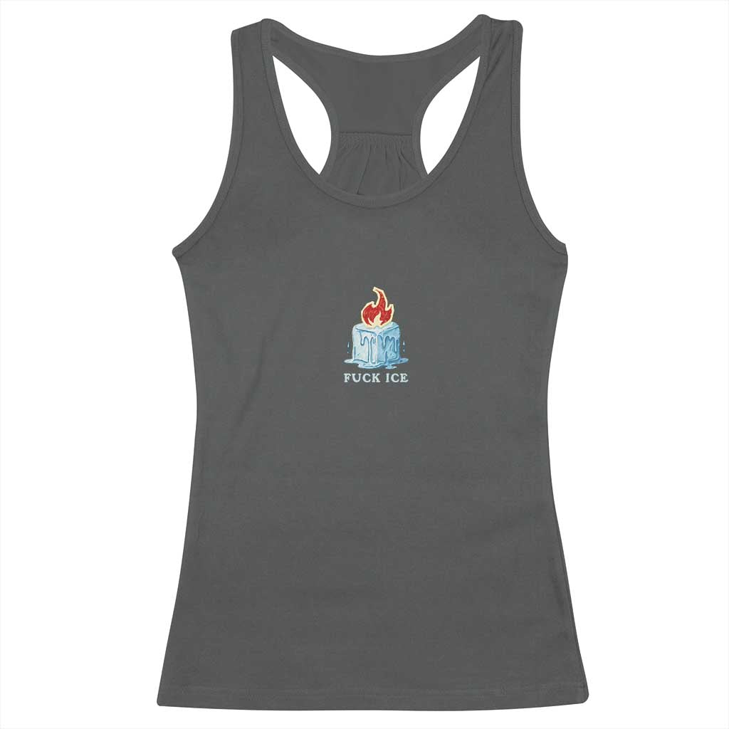 Fck Ice Racerback Tank Top Anti ICE Immigration Deportation Human Rights Protest TS14 Dark Heather Print Your Wear