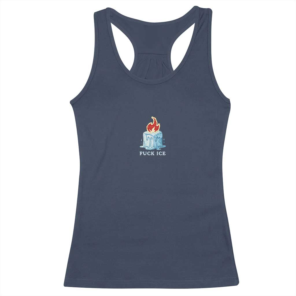 Fck Ice Racerback Tank Top Anti ICE Immigration Deportation Human Rights Protest TS14 Navy Print Your Wear