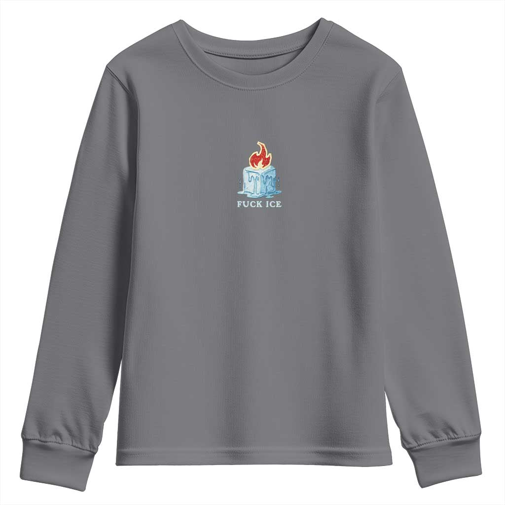 Fck Ice Youth Sweatshirt Anti ICE Immigration Deportation Human Rights Protest TS14 Charcoal Print Your Wear