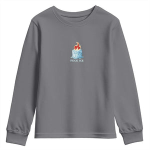 Fck Ice Youth Sweatshirt Anti ICE Immigration Deportation Human Rights Protest TS14 Charcoal Print Your Wear