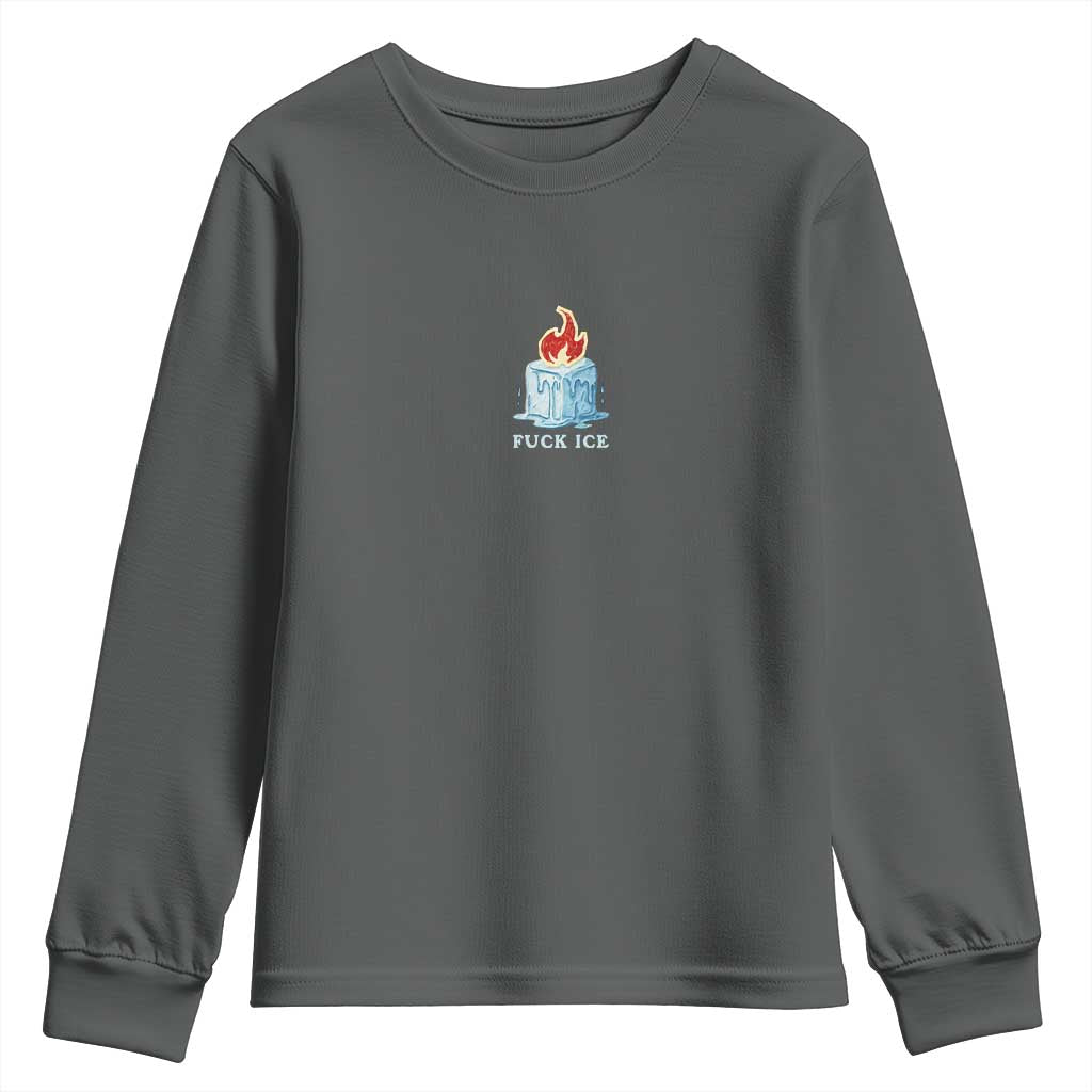 Fck Ice Youth Sweatshirt Anti ICE Immigration Deportation Human Rights Protest TS14 Dark Heather Print Your Wear