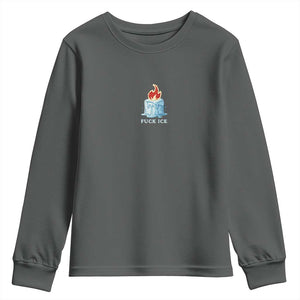 Fck Ice Youth Sweatshirt Anti ICE Immigration Deportation Human Rights Protest TS14 Dark Heather Print Your Wear