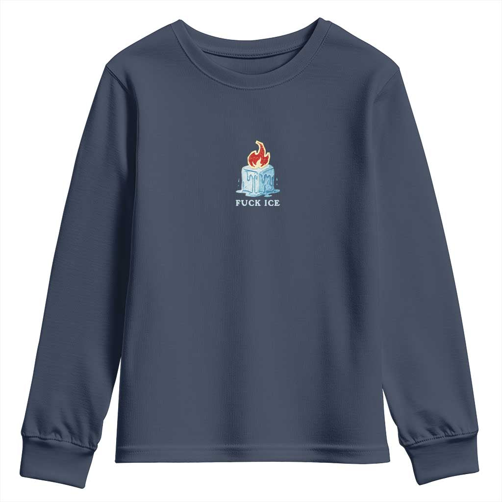 Fck Ice Youth Sweatshirt Anti ICE Immigration Deportation Human Rights Protest TS14 Navy Print Your Wear