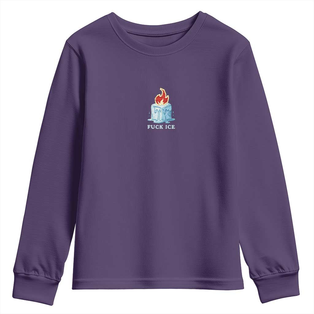 Fck Ice Youth Sweatshirt Anti ICE Immigration Deportation Human Rights Protest TS14 Purple Print Your Wear
