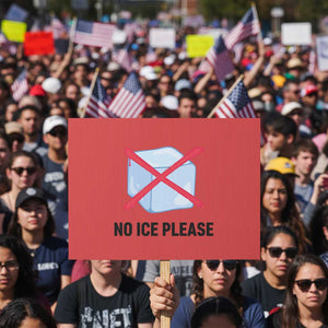 No Ice Please Protest Sign Subtle Anti ICE Deportation Human Rights TS14 Horizontal 18" × 24" Red Print Your Wear