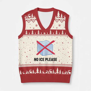 No Ice Please V-Neck Knit Sweater Vest Subtle Anti ICE Deportation Human Rights TS14 Beige Red Print Your Wear